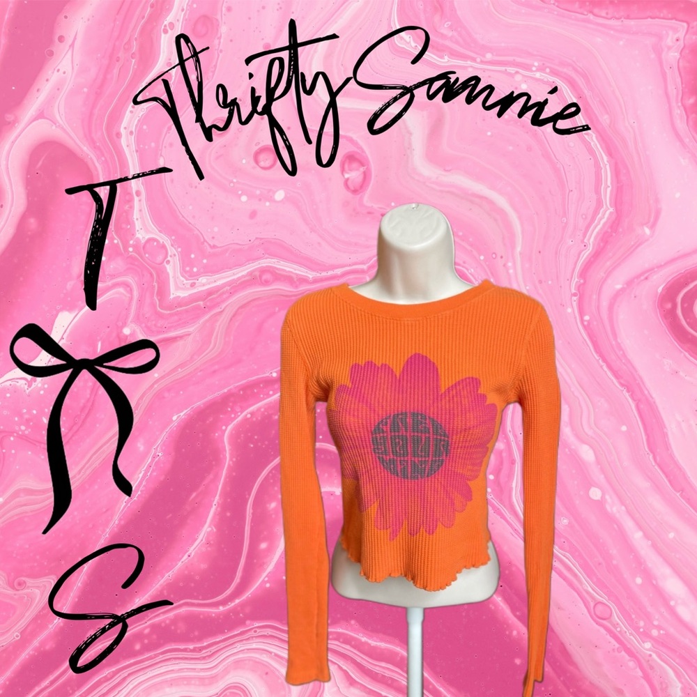 ❣️✨🧡Urban Outfitters (SP) Orange Free Your Mind Crop Lettuce Trim